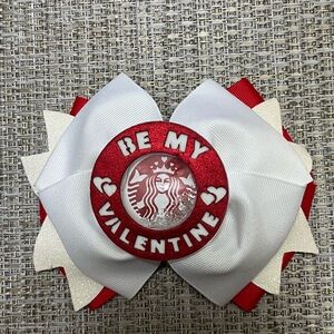 Starbucks Red and White Valentine's Bow